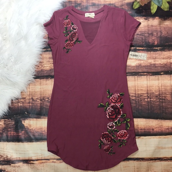 Dresses & Skirts - Purple Mauve Bodycon Tight Floral  Dress